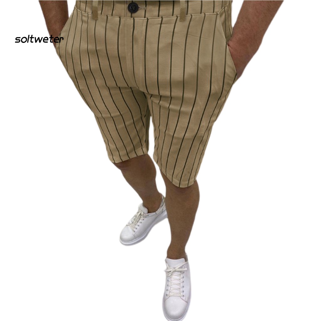 Quần Short Dáng Suông Có Túi Họa Tiết Kẻ Sọc Thời Trang Đi Biển Mùa Hè Cho Nam