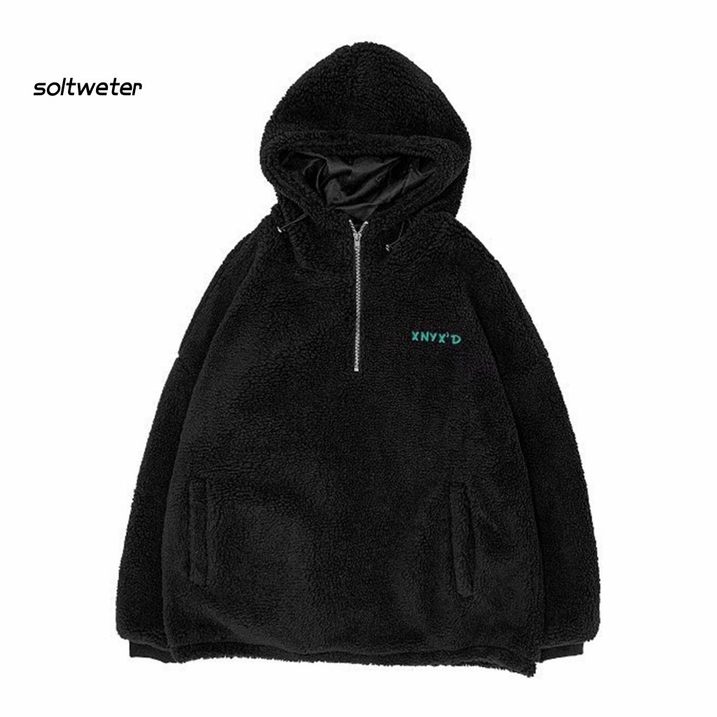 Áo Hoodie Tay Dài Vải Bông Dày Dặn Màu Sắc Đơn Giản Có Khóa Kéo Thời Trang Đường Phố Cho Nam