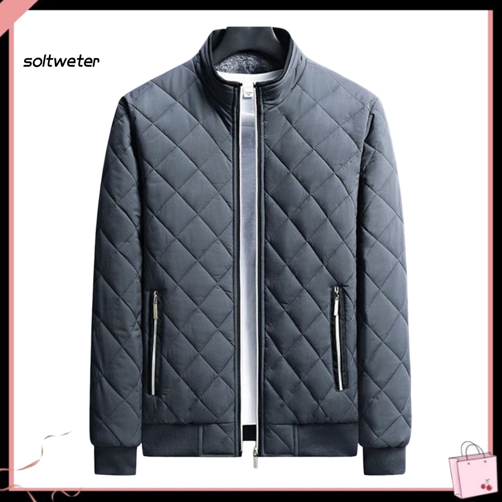 Áo Khoác Bomber Lót Cotton Màu Trơn Chống Lạnh Plus Size Cho Nam