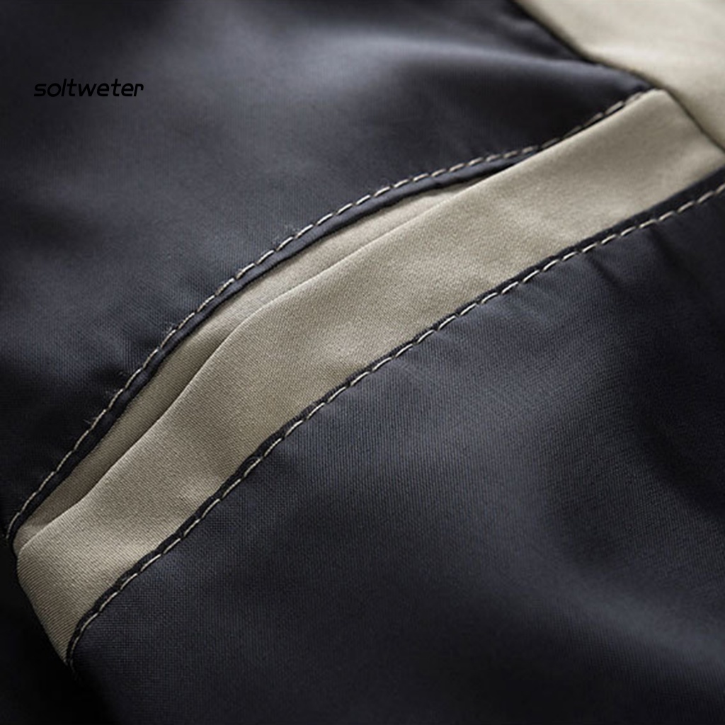 Áo Khoác Bóng Chày Cổ Đứng Dáng Rộng Màu Trơn Có Khóa Kéo Thời Trang Đường Phố Mùa Thu Cho Nam