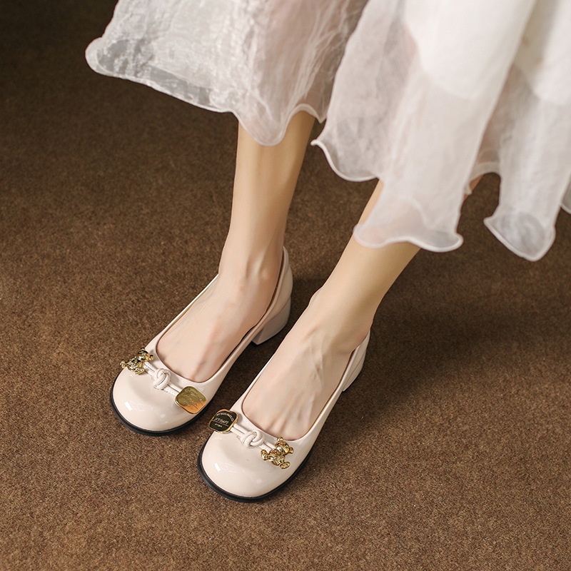 Giày Cao Gót Mũi Tròn Thiết Kế Mới Thời Trang Theo Phong Cách Pháp Cho Nữ