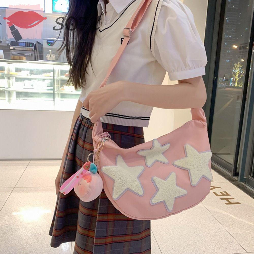 Túi Đeo Chéo Vai Bằng Nylon Chống Nước Họa Tiết Ngôi Sao Thời Trang Cho Nữ