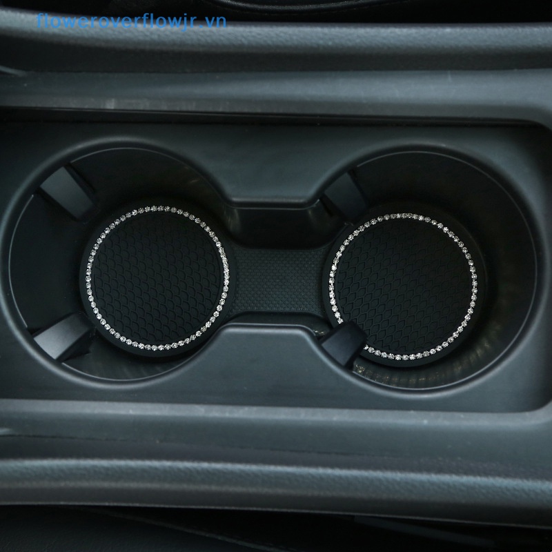 Giá Đỡ Bình Nước Chống Trượt Đính Đá Trang Trí Nội Thất Xe Hơi