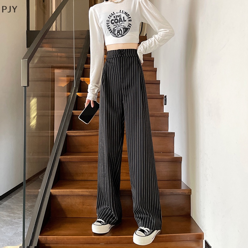 Pjy Quần Dài Dáng Suông Rộng Có Túi Giả Khóa Kéo Giả Nút Thời Trang Xuân Hè Bán Chạy Cho Nữ PJ