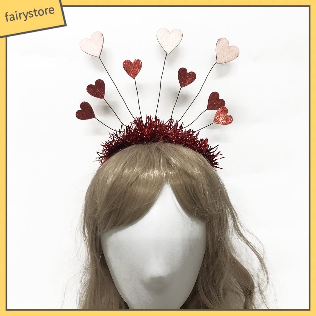 [FRO] Băng Đô 9 Trái Tim Lấp Lánh Co Giãn Tốt Trang Trí Tiệc Có Thể Tái Sử Dụng Cho Ngày Lễ Tình Nhân