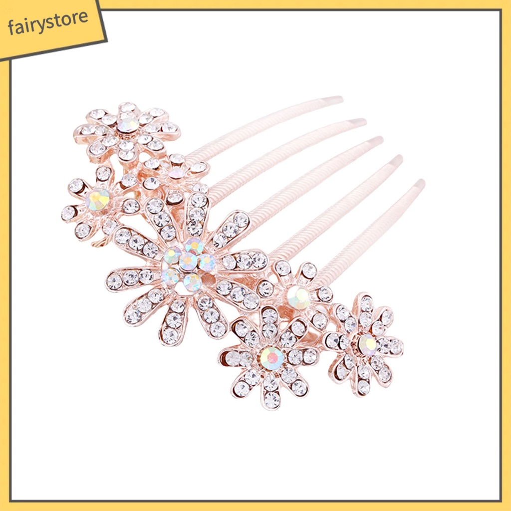 Lược Cài Tóc Năm Răng Đính Đá Lấp Lánh Dễ Sử Dụng