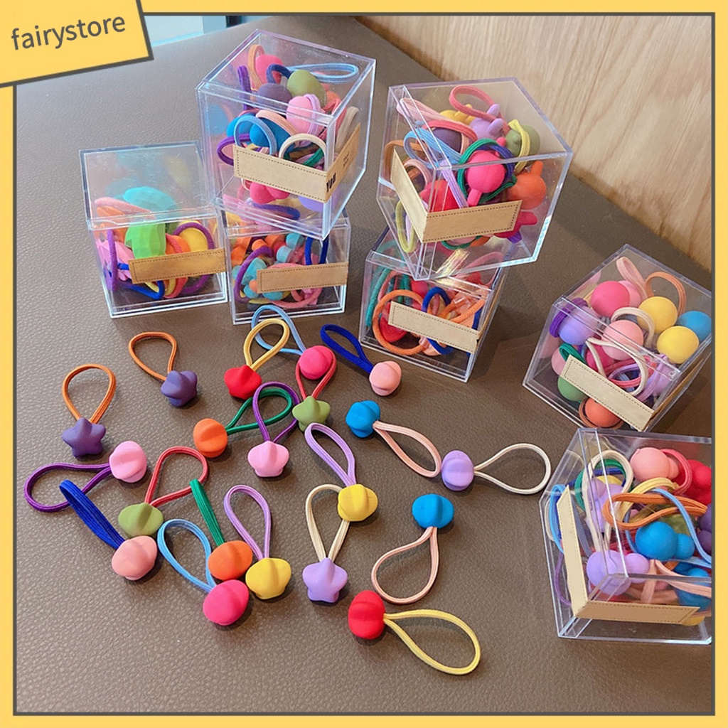 Set 10 Dây Cột Tóc Cao Su Hình Ngôi Sao Năm Cánh Màu Sắc Kẹo Ngọt Xinh Xắn