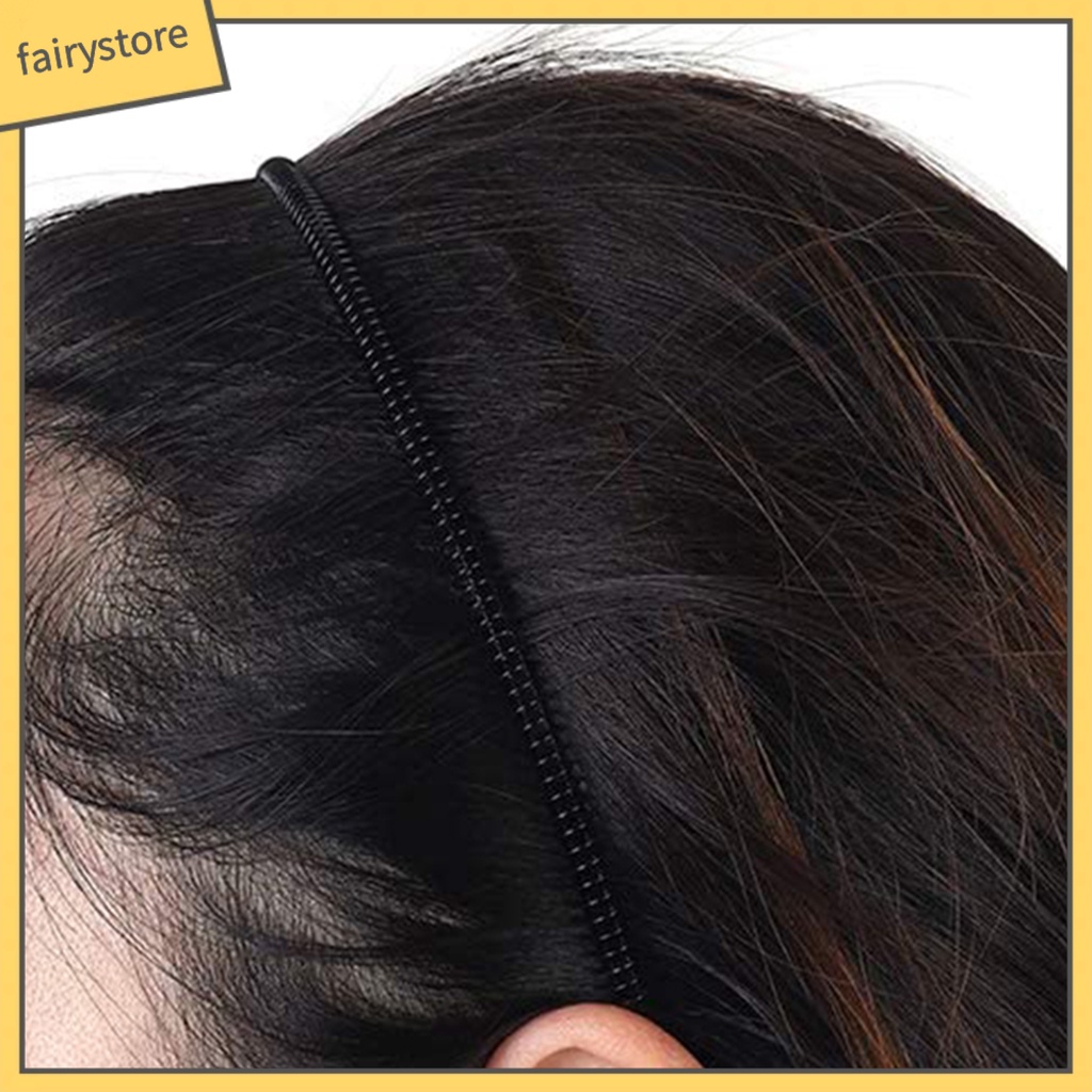 Set 9 Băng Đô Cài Tóc Rửa Mặt / Trang Điểm Hình Gợn Sóng Màu Đen Co Giãn