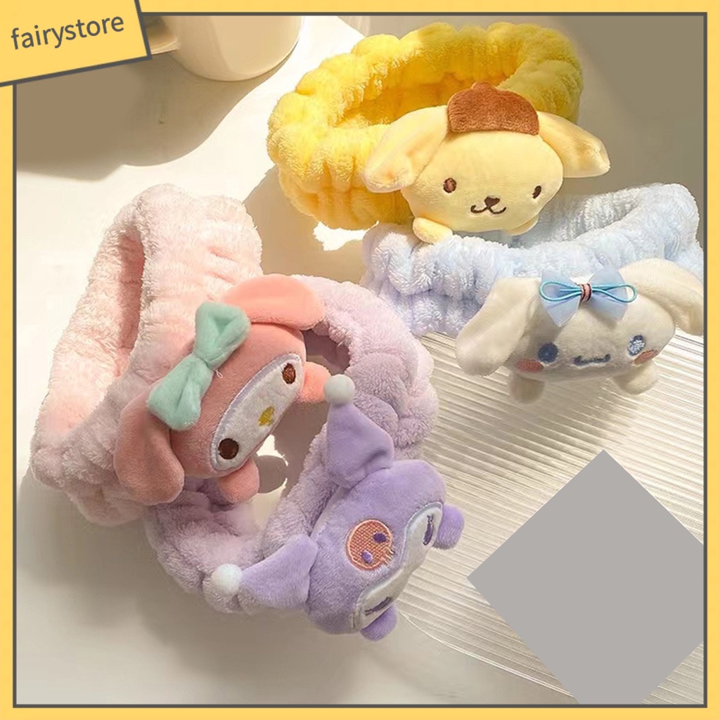 Băng Đô Nhung Mềm Mại Co Giãn In Họa Tiết Hoạt Hình Dễ Thương Dùng Rửa Mặt / Trang Điểm Cho Nữ