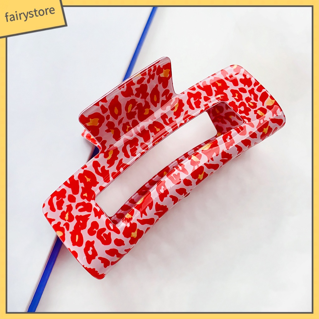 Kẹp Tóc Càng Cua In Họa Tiết Da Báo Màu Sắc Tương Phản Phong Cách Vintage