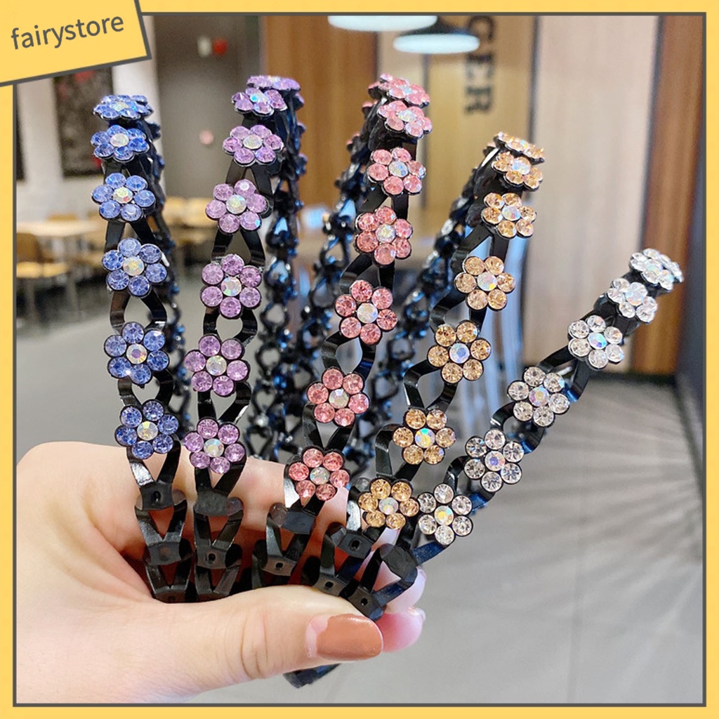 Băng Đô Cài Tóc Viền Mềm Đính Đá Lấp Lánh Chống Trượt Dễ Sử Dụng