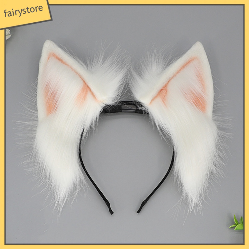 Băng Đô Tai Mèo Bằng Kim Loại Phối Lông Hóa Trang Phong Cách Nhật Bản