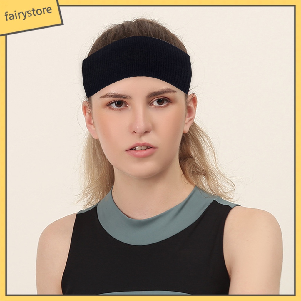 Băng Đô Thể Thao Unisex Bản Rộng Co Giãn Thấm Hút Mồ Hôi Màu Sắc Trơn