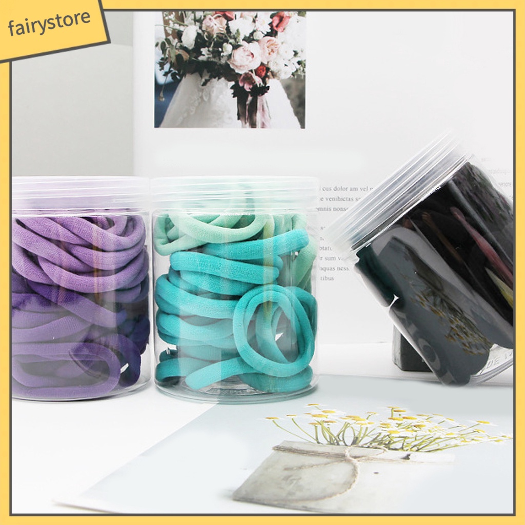 Hộp 50 Dây Buộc Tóc Dày Dặn Siêu Co Giãn Chống Trượt Màu Sắc Tinh Khiết