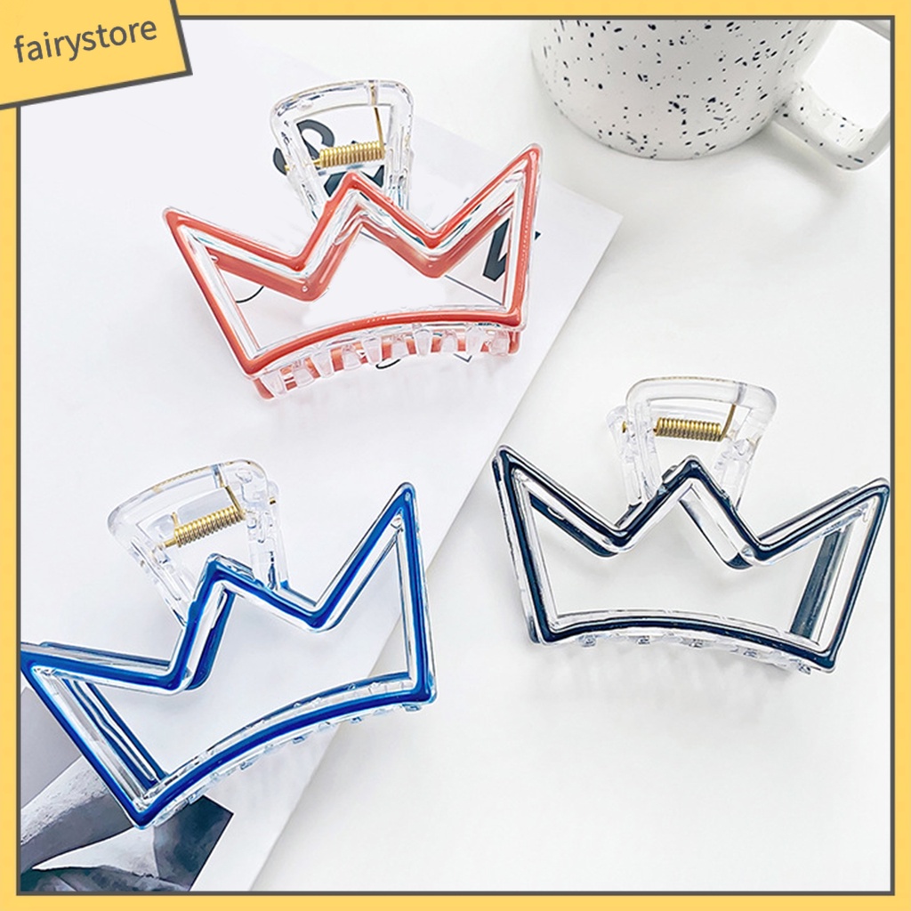 Kẹp Tóc Hình Vương Miện Hoạt Hình Bằng Nhựa Có Răng Cắt Rỗng Cho Nữ