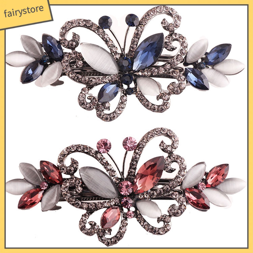 Kẹp Tóc Hình Bướm Đính Đá Phong Cách Vintage