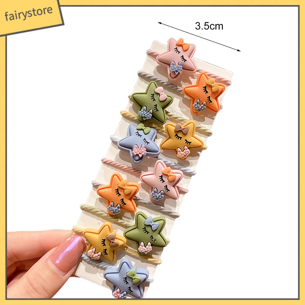 Set 10 Dây Cột Tóc Họa Tiết Động Vật / Trái Cây Hoạt Hình Dễ Thương