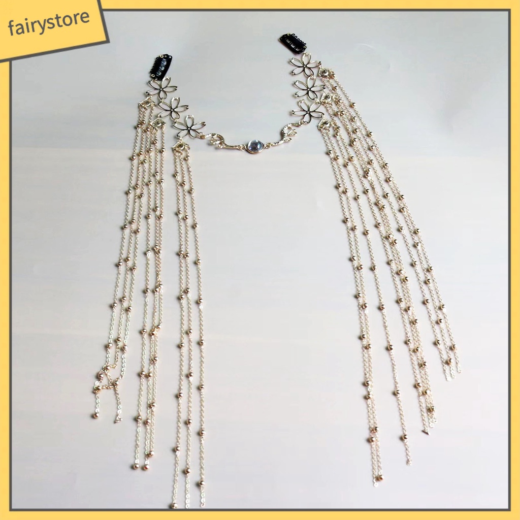 [FRO] Cài Tóc Đính Đá Hình Giọt Nước Phối Tua Rua Dài Phong Cách Vintage Cho Cô Dâu