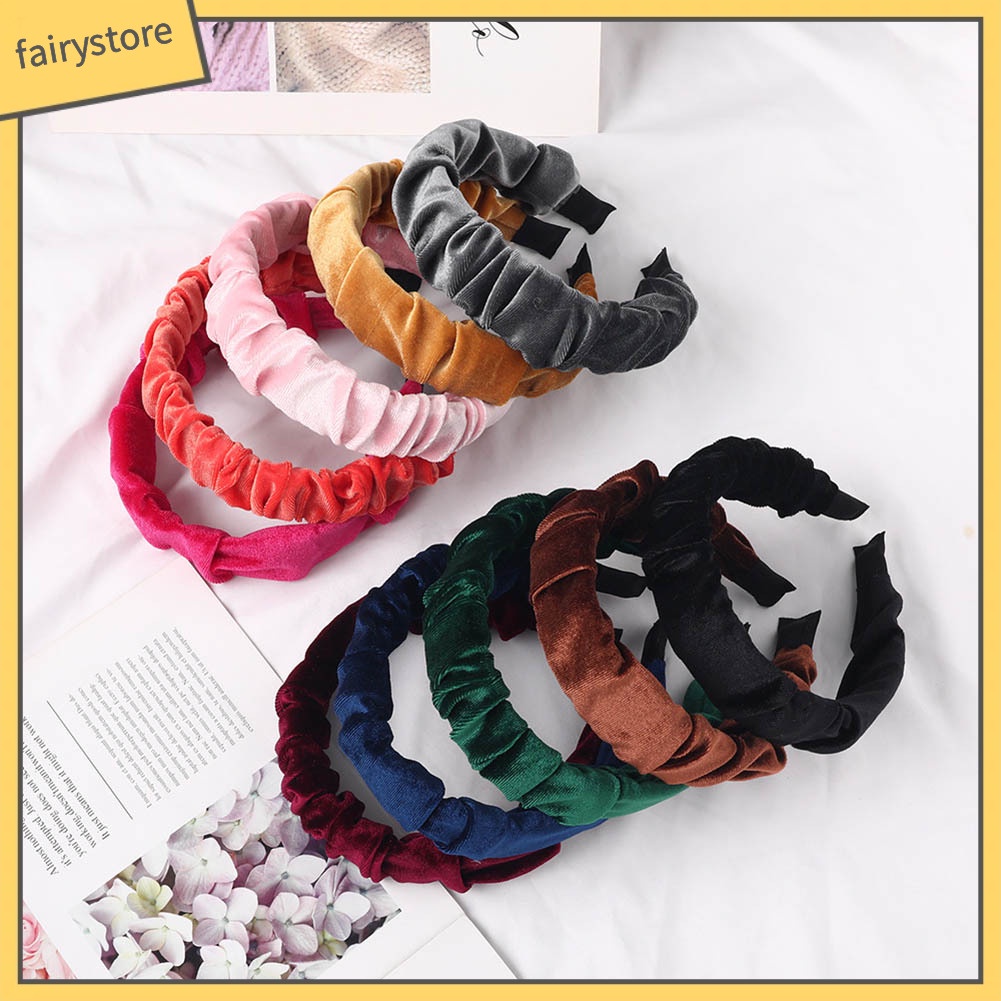 Cài Tóc Nhung Màu Trơn Phong Cách Vintage Dành Cho Nữ