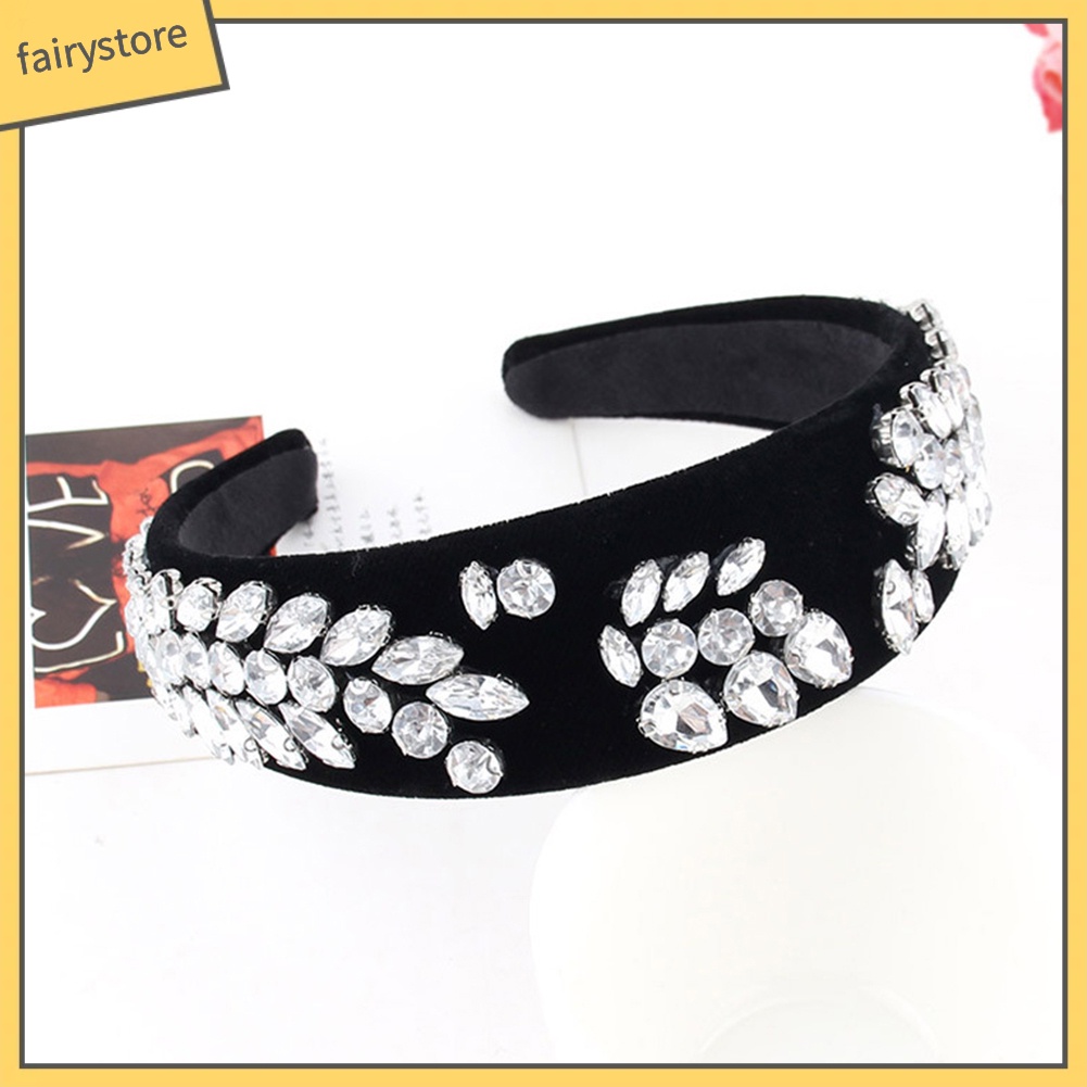 Băng Đô Cài Tóc Bản Rộng Đính Đá &amp; Ngọc Trai Nhân Tạo Cho Nữ