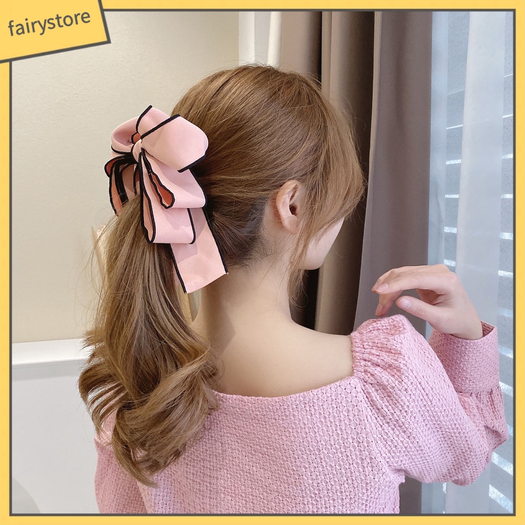 Kẹp Tóc Đuôi Ngựa Nhiều Lớp Đính Nơ Thời Trang Cho Nữ