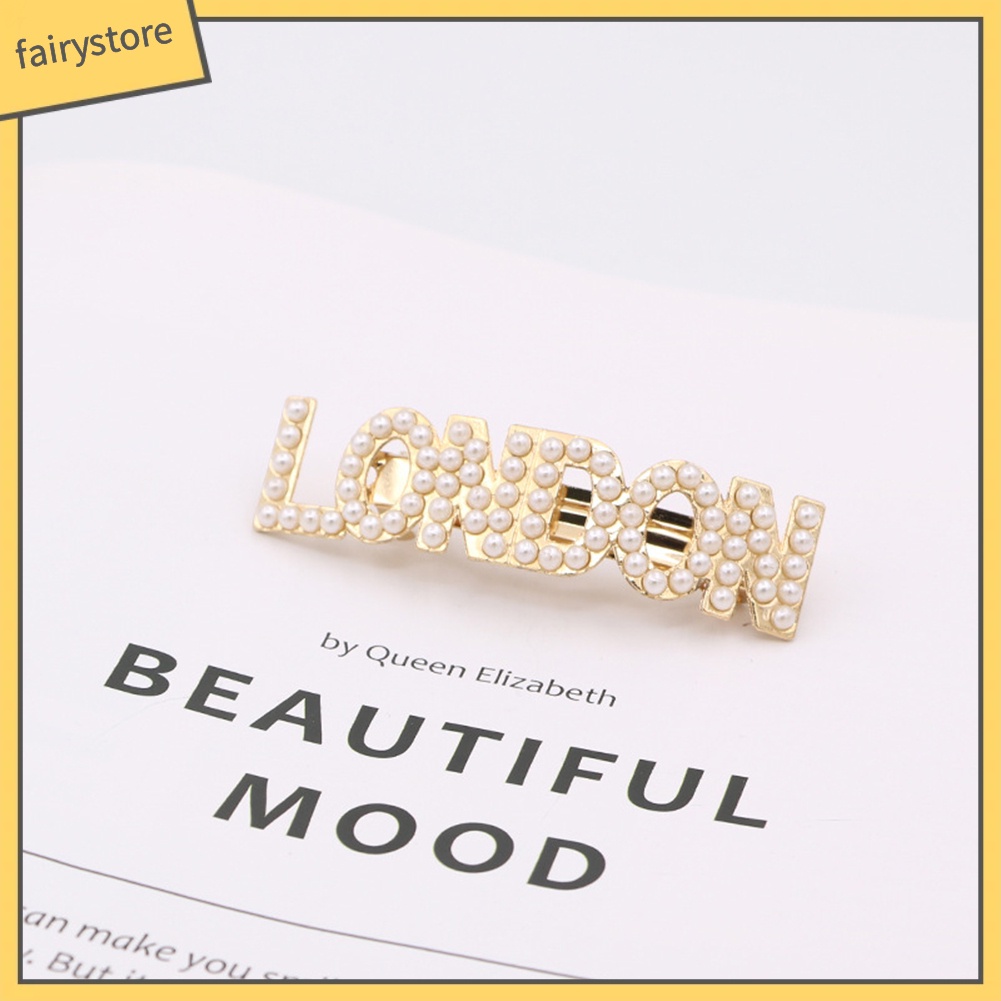 Kẹp Tóc Đính Ngọc Trai Giả Hình Chữ Nổi Tiếng Phong Cách Retro Cho Nữ