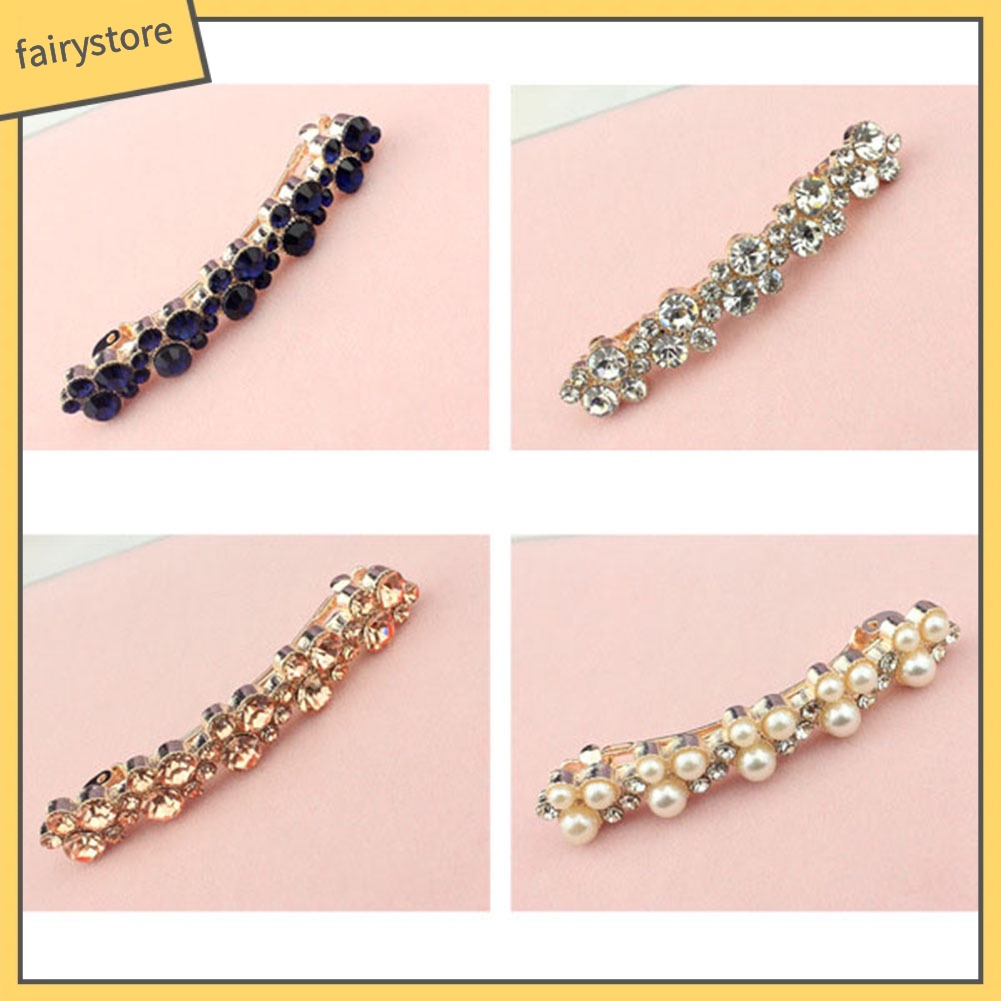 Kẹp Tóc Đính Đá Và Ngọc Trai Giả Thời Trang Thanh Lịch Dành Cho Nữ