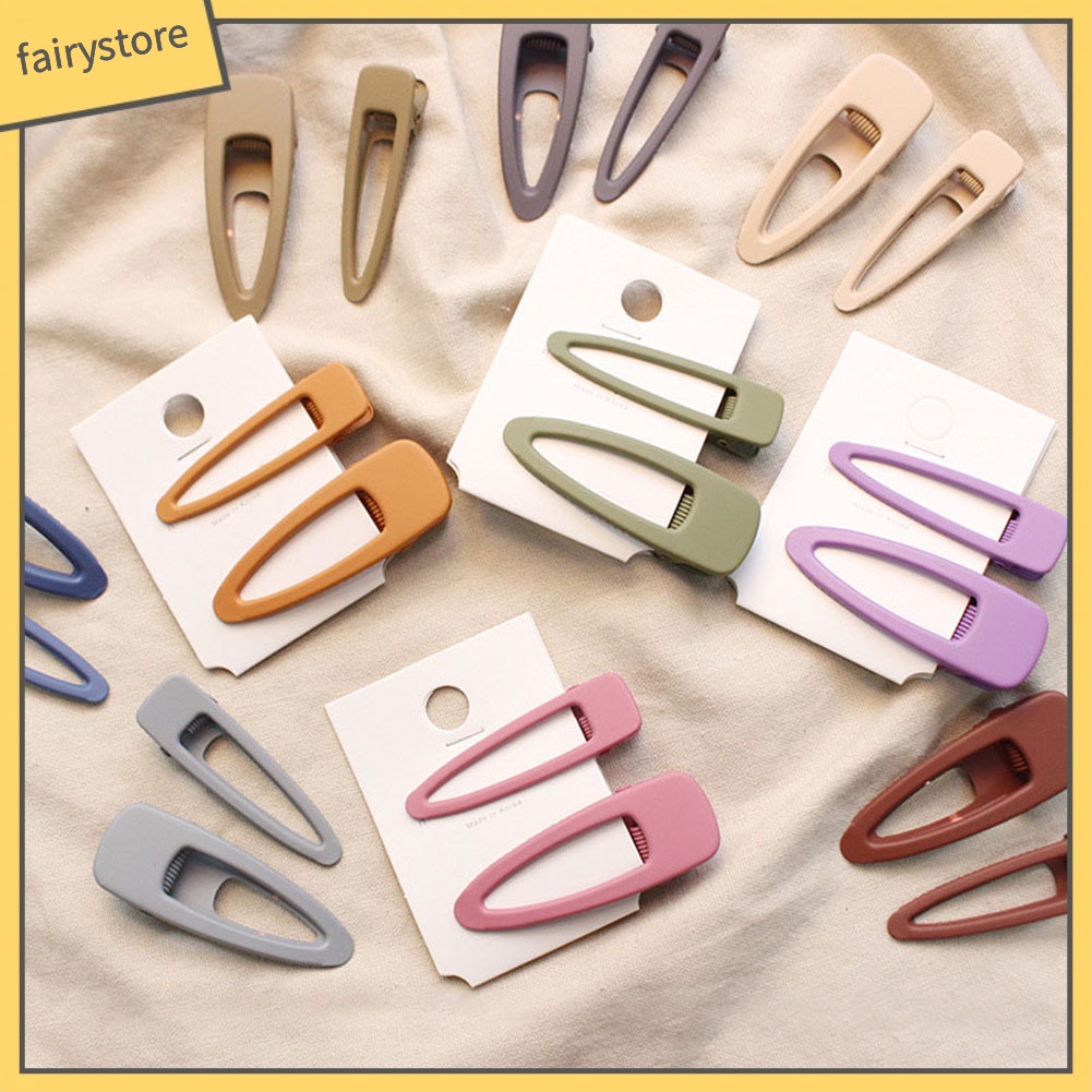 Set 2 Kẹp Tóc Kim Loại Màu Sắc Tinh Khiết Cho Bé Gái