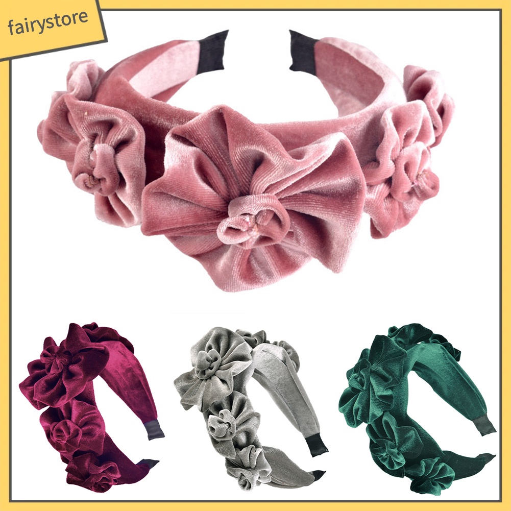 Băng Đô Cài Tóc Đính Hoa Vải Nỉ Thời Trang Cho Nữ