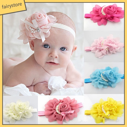 Băng Đô Nơ Đính Ngọc Trai Nhân Tạo Dễ Thương Cho Bé Gái