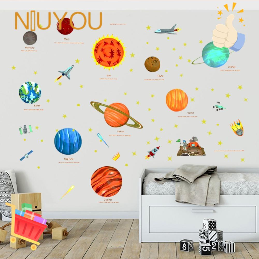 Miếng Dán Tường Trang Trí Tự Dính Hình Hệ Mặt Trời