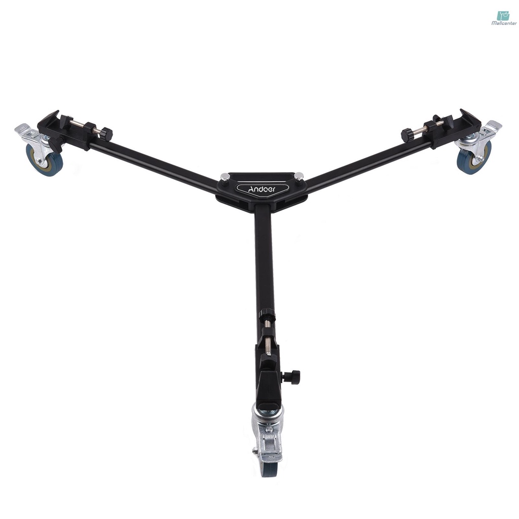Andoer Professional Tripod Dolly Heavy Duty Photography Tripod Base Stand Wheels Max. Load 15KG for Camera Camcorder Video Shooting Studio Photography Activity Shooting