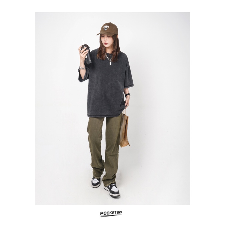 Quần Dài Dáng Suông Rộng Phối Túi Phong Cách Retro Dành Cho Nam Giới