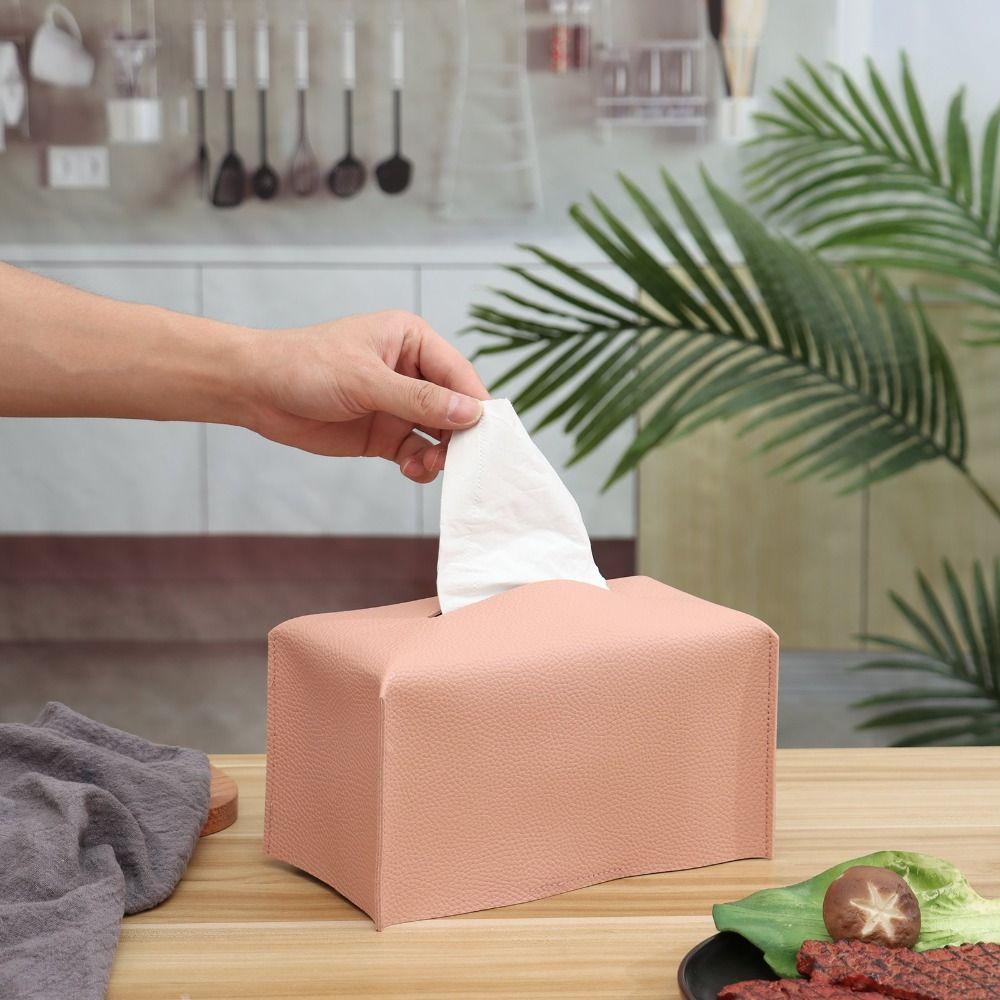 KUNHEV Bộ 2 Vỏ Bọc Hộp Khăn Giấy Hình Chữ Nhật Bằng Da Trang Trí Nhà Tắm