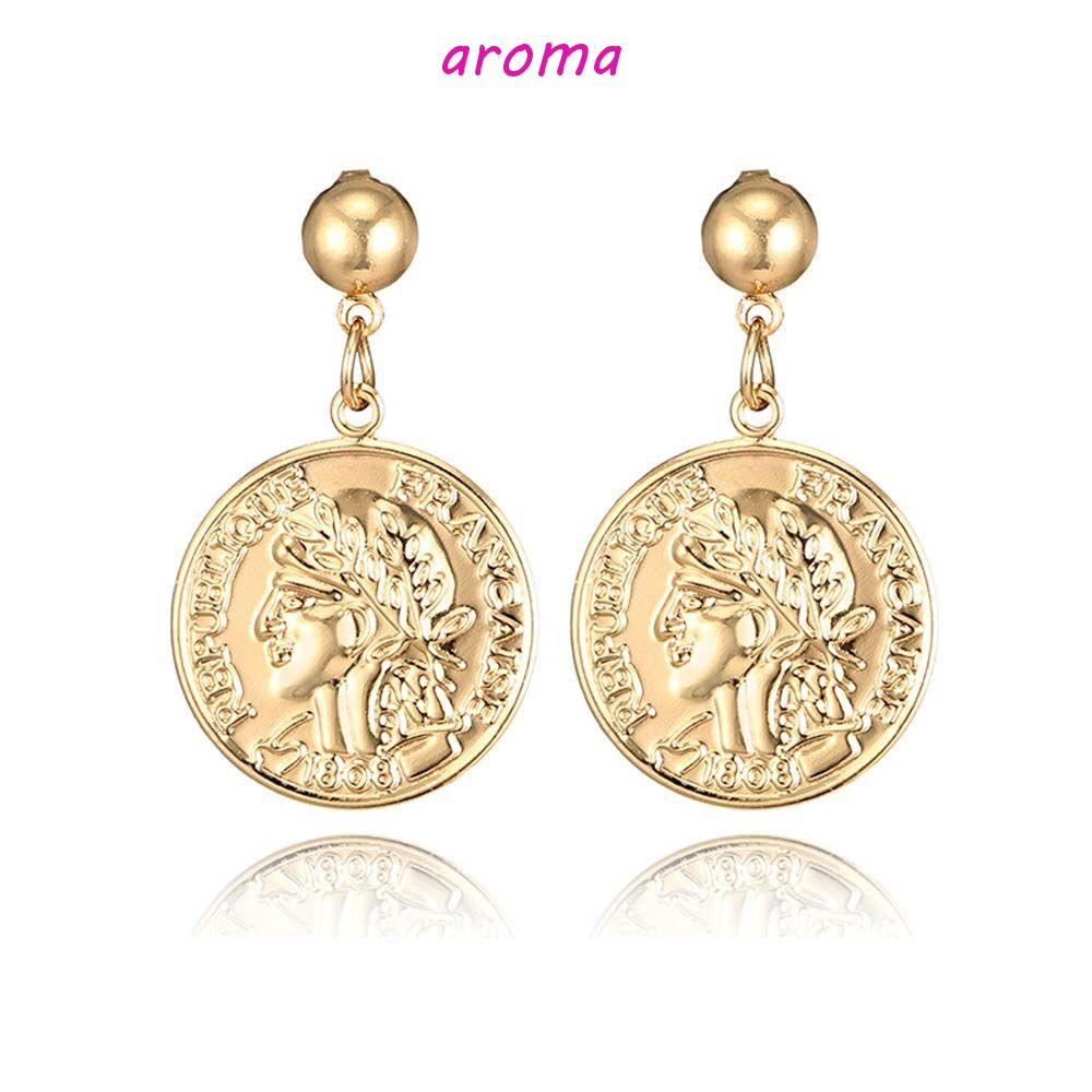 Bông Tai Hình Đồng Xu Thời Trang Dành Cho Nữ|Bông Tai Hợp Kim Dáng Dài Nhiều Màu Sắc Xinh Xắn