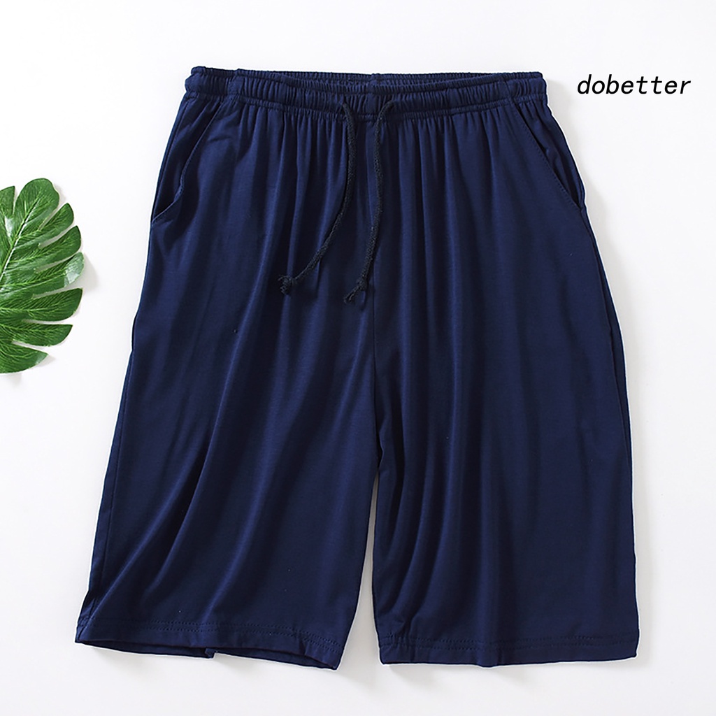 [DO] Quần Short Dáng Rộng Lưng Thun Màu Trơn Phối Dây Rút Co Giãn Làm Mát Thoải Mái Cho Nam
