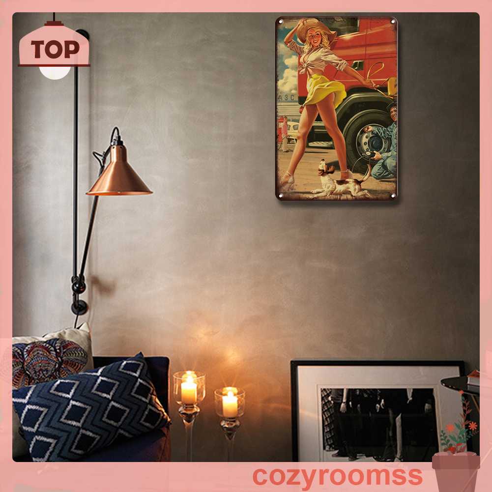 Tranh Kim Loại Treo Tường Hình Xe Hơi Phong Cách Vintage