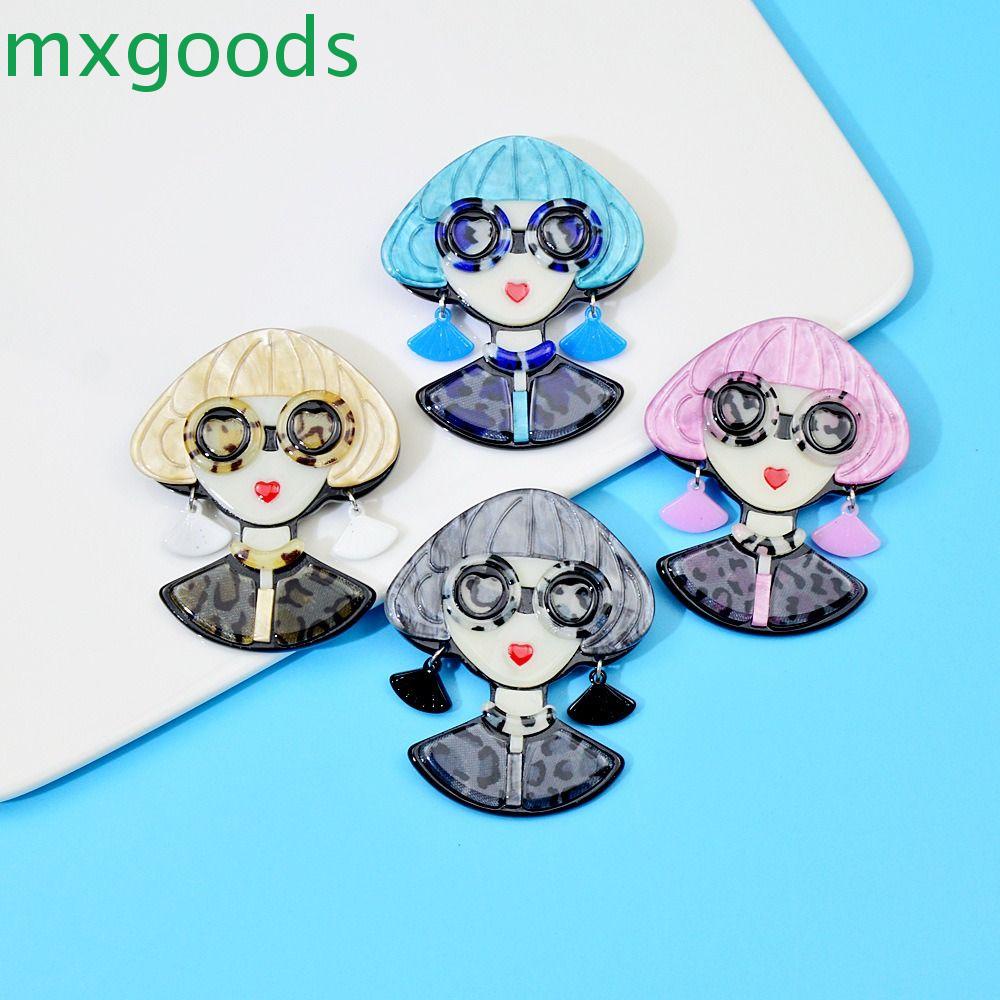 Ghim Cài Áo Acrylic Hình Cô Gái Đeo Kính Mát Phong Cách Hàn Quốc Dễ Thương