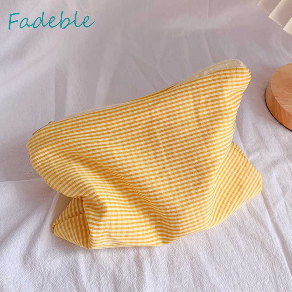 Túi Đựng Mỹ Phẩm Sức Chứa Lớn Họa Tiết Sọc Caro Thời Trang Cho Nữ