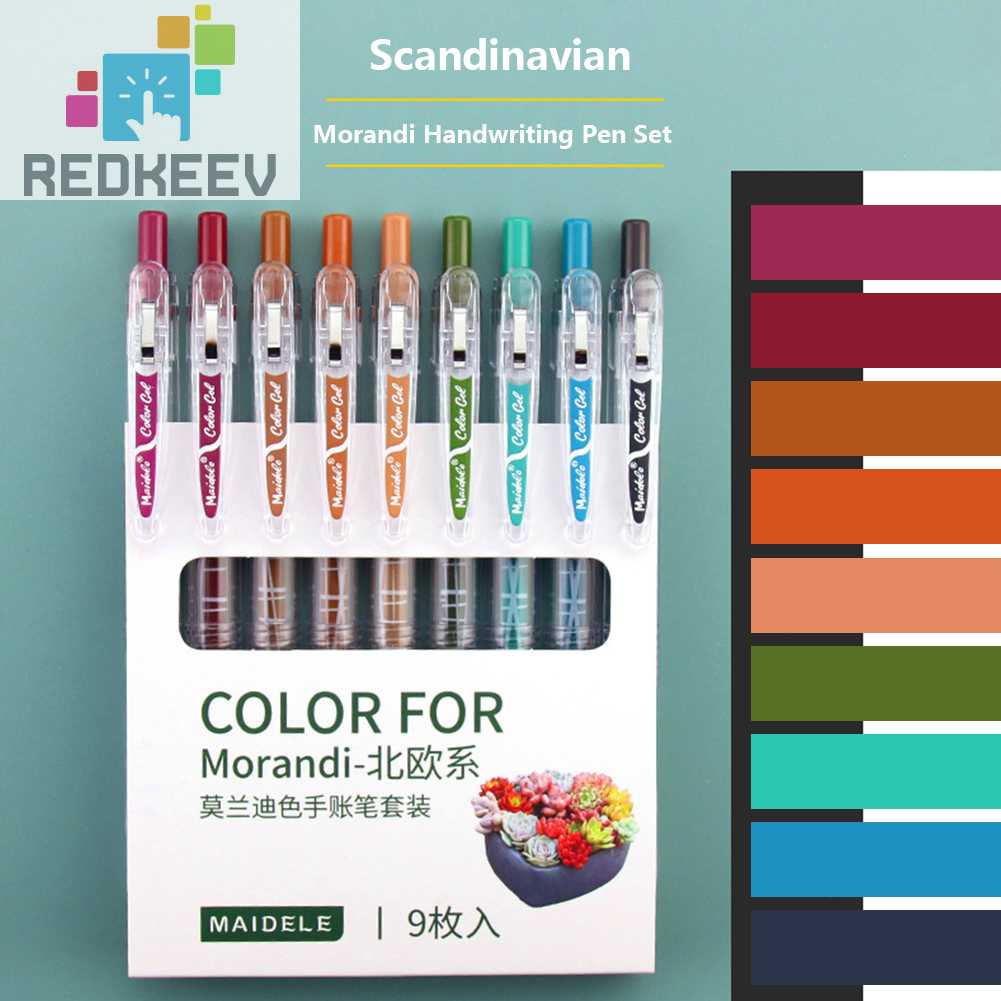 Set 9 Bút Mực Gel Ngòi 0.5mm Phong Cách Retro