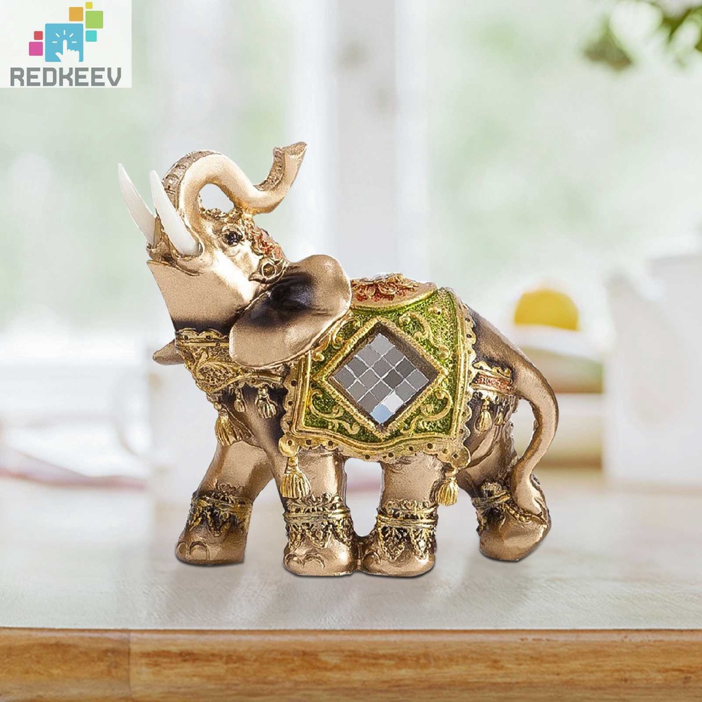 Tượng Voi May Mắn Bằng Nhựa Resin Trang Trí Nhà Cửa