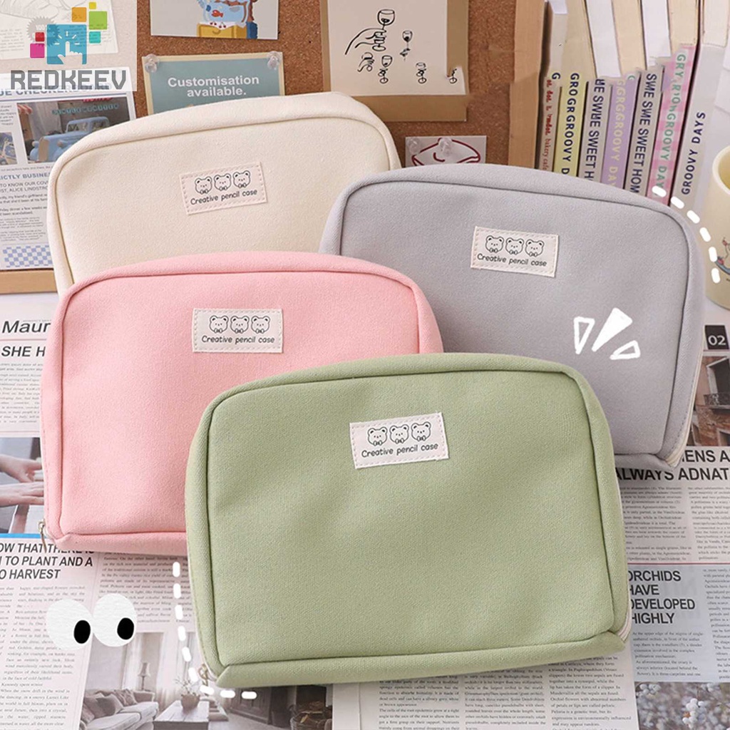 Túi Đựng Bút Bằng Vải Canvas Nhiều Ngăn Có Khóa Kéo Sức Chứa Lớn