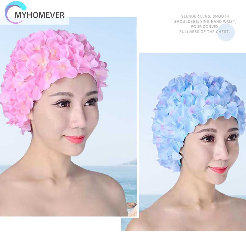 Mũ Bơi In Hoa 3D Thoáng Khí Thoải Mái Cho Nữ