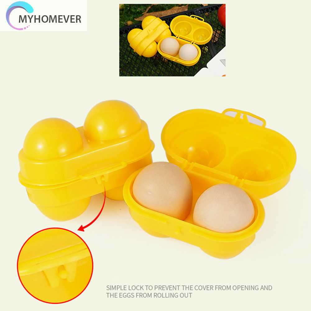 Hộp Đựng Trứng 2 Ngăn Màu Vàng Dùng Đi Cắm Trại