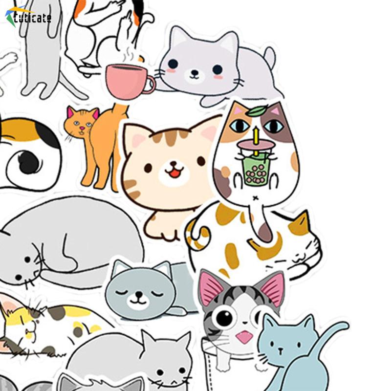 50 Miếng Dán Hình Mèo Vui Nhộn Dễ Thương Cho Thanh Thiếu Niên