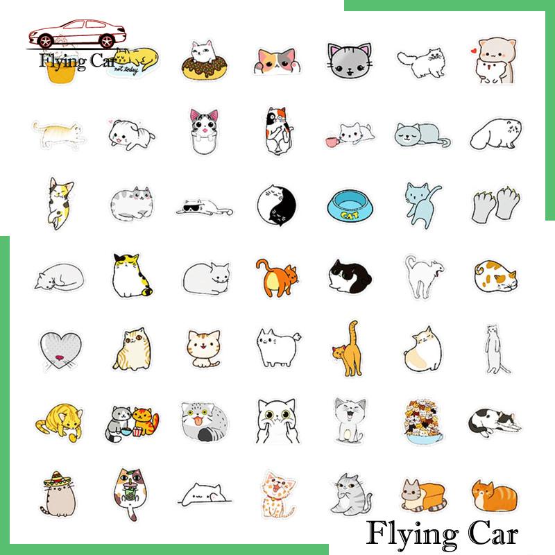 [Lzdjfmy2] 50 Miếng Dán Hình Mèo Vui Nhộn Dễ Thương Cho Thanh Thiếu Niên