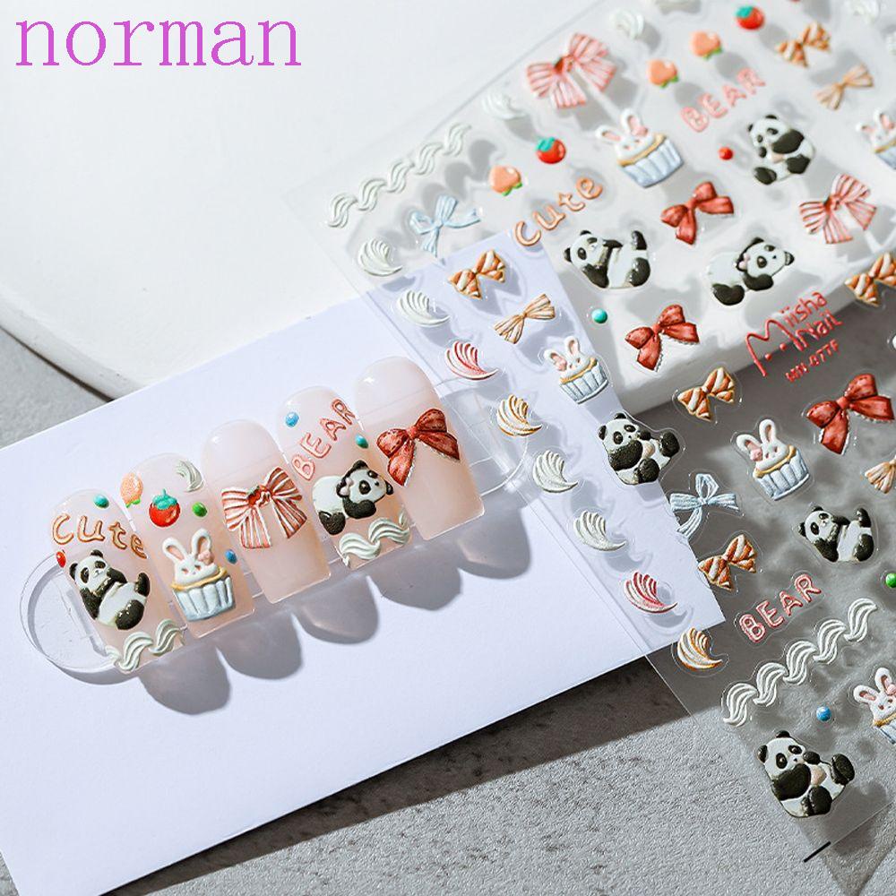 Miếng Dán Móng Tay Tự Dính Họa Tiết Thỏ / Gấu Trúc Hoạt Hình Đáng Yêu Dành Cho Nữ DIY