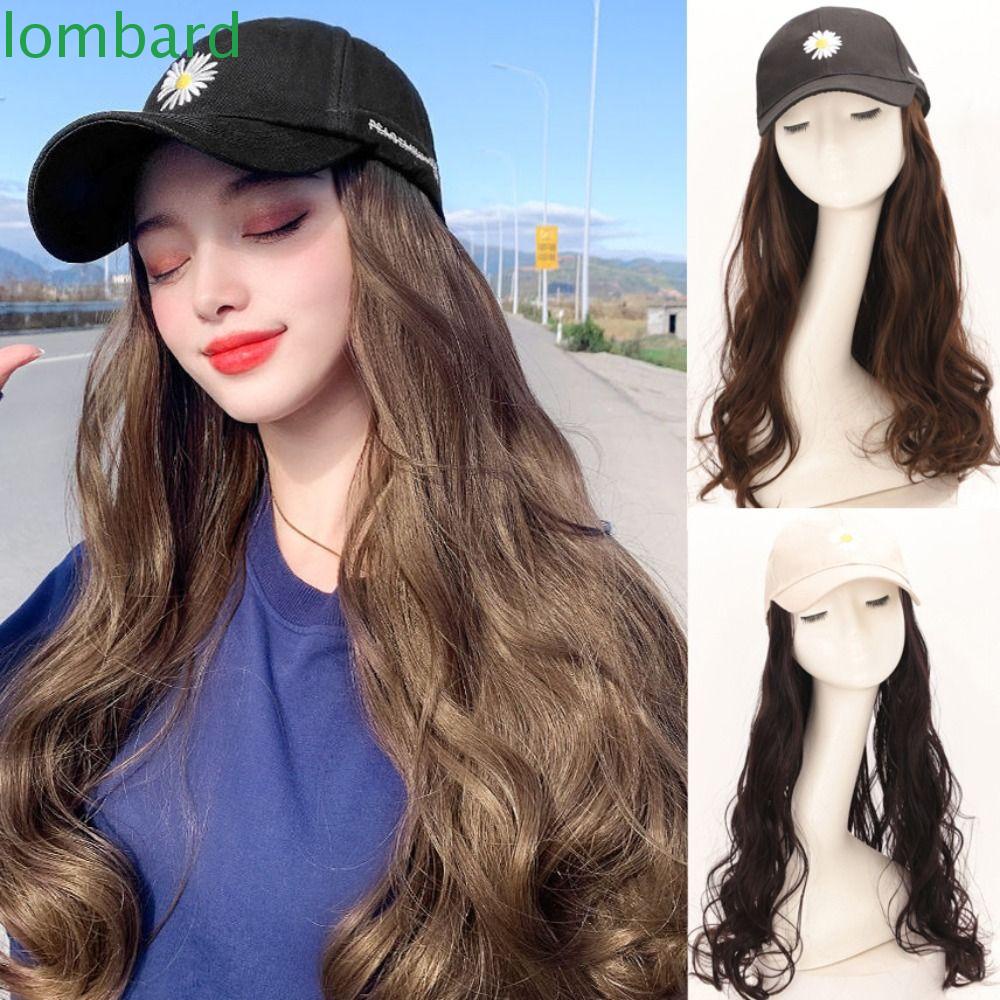 Mũ Lưỡi Trai Gắn Tóc Giả Xoăn Mềm Màu Nâu / Đen / Be Tự Nhiên Thời Trang Mùa Hè Cho Nữ