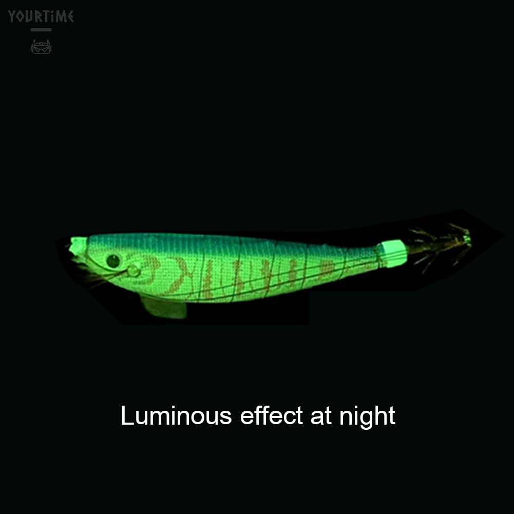 Mồi Câu Cá Giả Hình Tôm Bằng Gỗ Phát Quang Kích Thước 100mm 12g