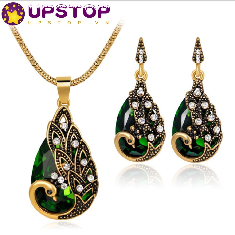 Set Bông Tai Đính Đá Thời Trang Vintage|Bộ Trang Sức Cô Dâu Thiết Kế Sang Trọng Quý Phái